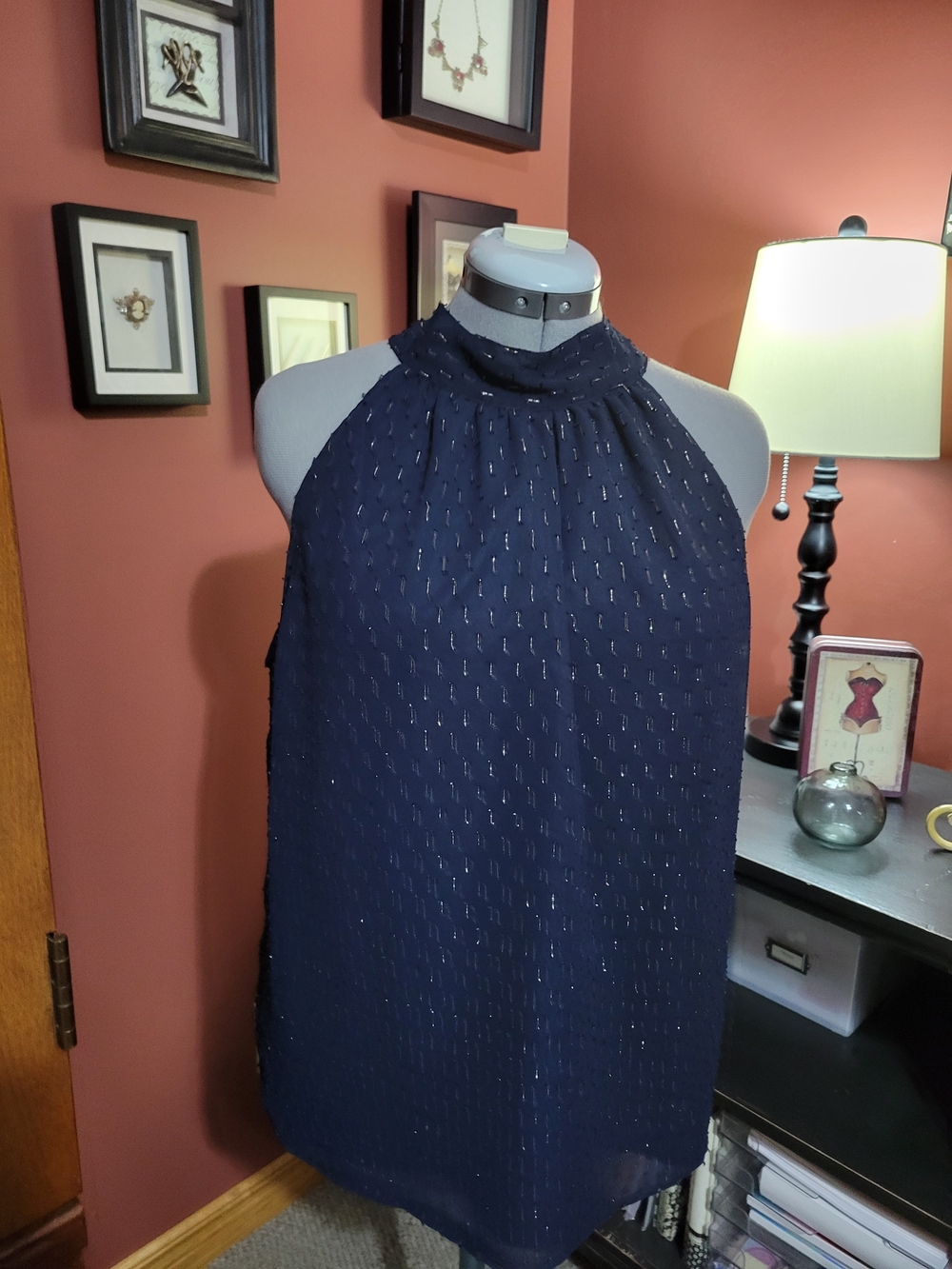 J. Crew Navy Halter Neck Sleeveless Blouse Bussinesscasual